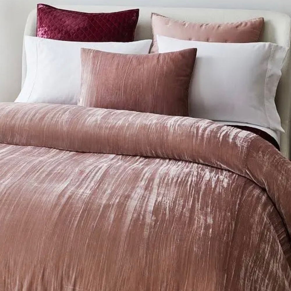 West Elm Lush Velvet Crinkle Duvet & 2 Shams
